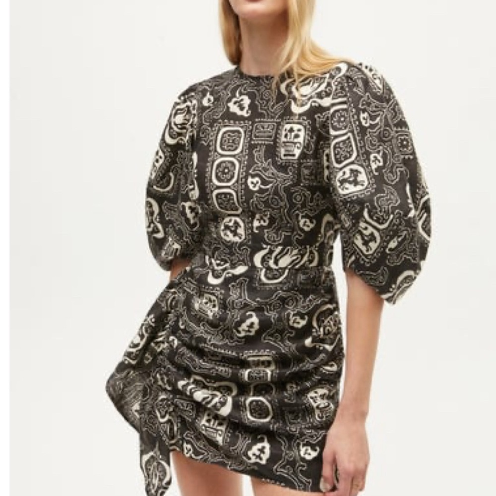 RHODE Black and Cream Asymmetrical Dress